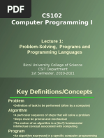 CS102 Computer Programming I: Problem-Solving, Programs and Programming Languages