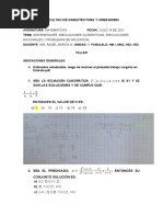 Taller de Ecuaciones e Inecuaciones Cuadráticas