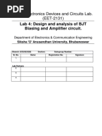 Lab 4: Design and Analysis of BJT Biasing and Amplifier Circuit