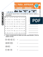 Ficha de Uso de La C y Z para Segundo de Primaria