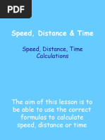 Calculating Speed Time and Distance