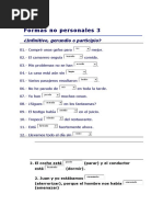 Ejercicios Formas No Personales Del Verbo