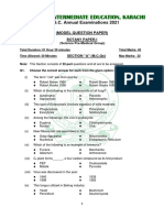 Board of Intermediate Education, Karachi: H.S.C. Annual Examinations 2021