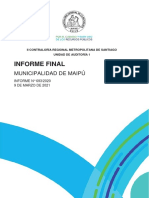 Informe Final 693-20 Municipalidad de Maipú Sobre Auditoría de Ejecución Presupuestaria 2019 y Gastos Covid 2020-Febrero 2021