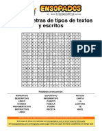 Sopa de Letras de Tipos de Textos y Escritos