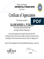 Certificate of Appreciation: Major Romeo A. Publico