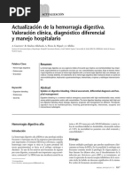 Actualización de La Hemorragia Digestiva. Valoración Clínica, Diagnóstico Diferencial y Manejo Hospitalario. Medicine