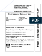 Business and Company Law Question 2018 March