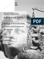 Advanced Torts: Module A: Introduction To Torts and Trespass To The Person