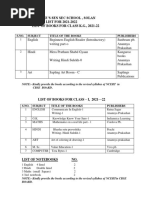 St. Luke'S Sen Sec School, Solan BOOK - LIST FOR 2021-2022 List of Books For Class K.G., 2021-22