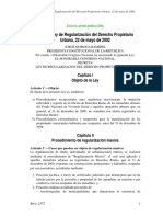 Bolivia: Ley de Regularización Del Derecho Propietario Urbano, 22 de Mayo de 2002