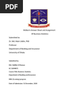 Statistics Midterm Answer Sheet and Assignment - Md. Abdullah Al Noman