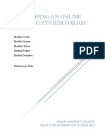 Developing An Online Booking System For RM: Module Code: Module Name: Module Tutor: Student Name: Student Number