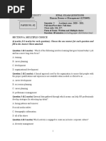 Final Exam Questions Human Resource Management (QTR403) : Fill in The Answer Sheet Attached