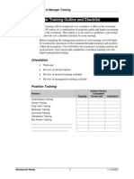 Manager Training Outline and Checklist: Orientation