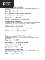 DC Amps To Kilowatts Calculation