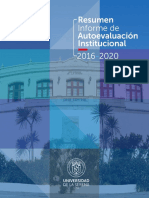 Resumen Informe de Autoevaluación Institucional 2016-2020