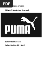 PUMA'S Marketing Research: Igcse Business Studies