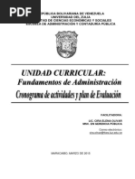 Cronograma y Plan de Evaluación Fundamentos de Administración