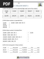 Place Value To 1 Million Sheet 1: Name Date