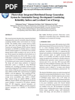 Photovoltaic Integrated Distributed Energy Generation System For Sustainable Energy Development Considering Reliability Indices and Levelized Cost of Energy