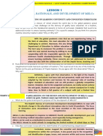 Lesson 1 Background, Rationale, and Development of Melcs: Reflecting On Learning Continuity and Congested Curriculum