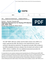 Statistical Approach For CU Testing CPV Batches & Comparison With USP UDU - Pharmaceutical Engineering