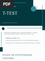 H Y Poth Esis Te Sting: T-Test