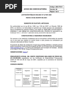 AVISO DE CONVOCATORIA Licitación Pública 002-2021 #LP-001-2021