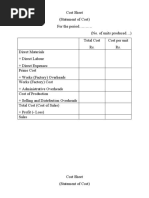 Cost Sheet Problems