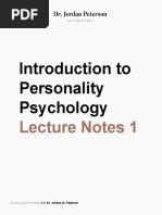 Introduction To Personality Psychology: Lecture Notes 1