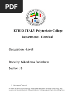 ETHIO-ITALY Polytechnic College: Department: - Electrical