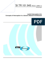 ETSI TR 101 943: Lawful Interception (LI) Concepts of Interception in A Generic Network Architecture