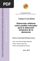 Disfunción Olfatoria Como Posible Marcador para La Detección Temprana de La Demencia