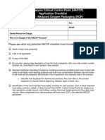 Hazard Analysis Critical Control Point (HACCP) Application Checklist Sous Vide - Reduced Oxygen Packaging (ROP)