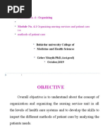 Odule No. 4: Organizing Module No. 4.1 Organizing Nursing Services and Patient Care