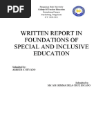 Written Report in Foundations of Special and Inclusive Education