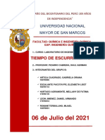 Tiempo de Escurrimiento Grupo B - 2021