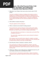 City of Dayton, Ohio (City) Personnel Policy 13.04 Mask, Vaccination, and Testing Policy Frequently Asked Questions (Faqs)