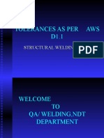 Tolerances As Per Aws D1.1: Structural Welding Code