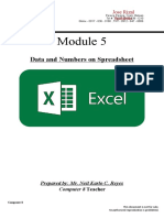 Data and Numbers On Spreadsheet: Jose Rizal Institute