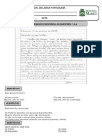 Avaliação 3 Aluno Língua Portuguesa Ensino Remoto 4 Ano