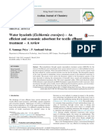 Water Hyacinth (Eichhornia Crassipes) - An e Cient and Economic Adsorbent For Textile e Uent Treatment - A Review