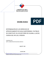 Informe Tecnico Dga Determinacion de Los Derechos de Aprovechamiento de Agua Subterranea