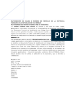 Autorización de Salida e Ingreso de Vehículo de La República de El Salvador A La República de Guatemala