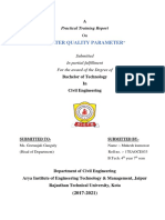 "Water Quality Parameter": Practical Training Report