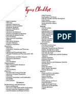 UPCAT Topics Checklist