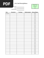 Petty Cash Running Balance: Beginning Department: Balance Date: 0.00 Prepared by