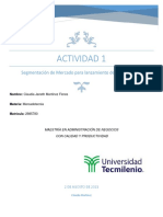 Actividad 1 Segmentación de Mercado para Lanzamiento de Un Producto