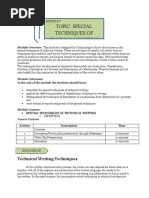 Topic: Special Techniques of Technical Writing